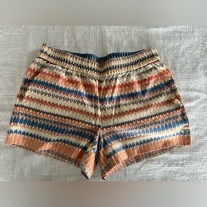 J. Crew Chevron-Striped Elastic-Waist Shorts in Cream, Blue & Orange